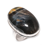 Tiger Eye Gemstone Handmade 925 Sterling Silver Jewelry Ring Size 8 o5c52