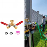 2 Way Garden Hose Splitter 3/4 Brass Tap Connector 3/4 inch Ght Thread and Washers Connect US