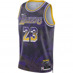Nike X NBA Bendradarbiavimas Los Angeles Lakers Dri-Fit LeBron James 23 Swingman Select Serija Patogūs megzti krep&scaron;inio mar&scaron;kinėliai Unisex mar&scaron;kinėliai HJ4066-504 M