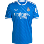 Adidas Originals Real Madrid 25/26 trečiojo sezono fanų mar&scaron;kinėliai su plonu dryžuotu trumpų rankovių futbolo mar&scaron;kinėliais JV5845 3XL blue