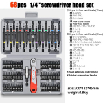 Tikslus reketinis atsuktuvų rinkinys, 68 viename atsuktuvų namų remonto įrankių rinkinys baldų/automobilio/kompiuterio/elektronikos priežiūrai tamsiai pilka spalva