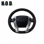 Car Steering Wheel Cover For Toyota Prius 30(XW30) 2009-2015 Prius C(US)2012-2017 DIY Hand-sewing Black PU Microfiber leather Red Thread