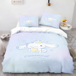 Animacinis antklodės užvalkalas Cinnamoroll Namų pagalvės užvalkalų rinkinys Suaugusiųjų miegamojo Vaikų antklodė Patalynė EU Single(135*200cm)3pcs
