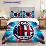 AC Milan Ra&scaron;to Lovatiesės Antklodės Komplektas Antklodės Užvalkalas Pagalvės Užvalkalas Namų Dekoras Gimtadienio Dovana (1 * užvalkalas antklodei + 2 * užvalkalai pagalvėms, be užpildo) 135x200cm