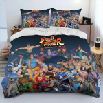 Street Fighter Retro Žaidimo Žaidėjo Lovos Patalynės Komplektas Viengulis Twin Pilnas Queen King Dydžio Poliesterio Antklodės Užvalkalas Antklodės Užvalkalų Komplektas AU Single(140*210cm)3pcs
