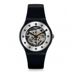 SWATCH SILVER GLAM AGAIN Kibirk&scaron;čiuojantis apskritimas SO29B109 Juodas Moteri&scaron;kas Laikrodis, juoda
