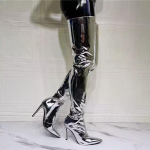 Rudens ir žiemos Nauji Naktinio Klubo Neapykantos Dangaus Auk&scaron;čio Stiletto Ilgi Batai Seksualūs Smailūs &Scaron;oninis Užtrauktukas Striptizo &Scaron;okio Panelė 43 sidabras