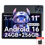 TABWEE W90 11 colių plan&scaron;etė Android 16, 24 GB RAM, 256 GB atmintis(2 TB TF),Didelis plačiajuostis ekranas L1, a&scaron;tuonių branduolių T615, 8000 mAh, 5G WiFi, 4G LET, 18W With 1*AIRBUDS 15 pilka