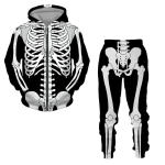 Helovino Cosplay Skeleton Splanchna 3D All Over Print Užtrauktuku sportiniai kostiumai Vyri&scaron;ki kelnės su gobtuvu 2 vnt. rinkinys Streetwear kostiumai 6XL gray