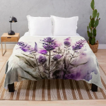 Violetinės levandų gėlės flanelinis pledas vaikams, paaugliams, suaugusiems, lovai, sofai, ku&scaron;etei, kelionėms, dekorui, lengvas, &scaron;iltas, super mink&scaron;tas 150x200cm-L