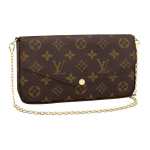 Louis Vuitton Felicie Pochette Klasikinis Monogramos Dengtas Drobės Ir Odos Trys Viename Grandinėlės Rankinė Moteri&scaron;ka Pečių Rankinė Ruda M61276 Box(Basic Set+Box) brown