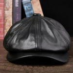 2025 Retro a&scaron;tuonkampė natūralios odos kepurė Rudens vyri&scaron;kas karvės odos beretas Eleganti&scaron;ka madinga kepurė su snapeliu Snapback kepurės vyrams L55-56cm ruda