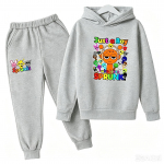 Sprunki vaiki&scaron;ki drabužiai Hoodies+kelnės Amžius 2-12 Berniukas Mergaitė Incredibox Anime figūrėlės Megztinis Pavasaris Ruduo Megztinis vaikams Rinkiniai 160 gray