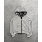 Leopardo ra&scaron;to Retro mada Laisvas su užtrauktuku Hoodie Vyrams Auk&scaron;tos gatvės tendencija Punk Laisvi megztiniai Moterims XS gray