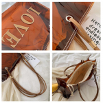 Moteri&scaron;kos mados permatomos PVC pečių krep&scaron;iai želė saldainių spalvos didelės talpos rankinė, ruda