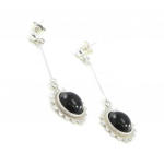 Les Tr&eacute;sors De Lily [I8891] - Boucles Argent 'D&eacute;esse Noir de Jais' soleil