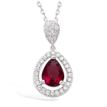 Les Tr&eacute;sors De Lily [N5360] - Pendentif Argent 'Sissi' rubis blanc argent&eacute; (rhodi&eacute;) - 25x13 mm