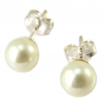 Les Tr&eacute;sors De Lily [P2373] - Boucles argent 'Perla' ivoire - 6 mm