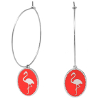Les Tr&eacute;sors De Lily [Q2477] - Cr&eacute;oles cr&eacute;ateur acier 'Flamant Rose' orange argent&eacute; - 33 mm- 18x14 mm oranžinė
