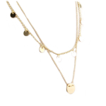 7bis [Q6250] - Collier artisanal 'Boho' dor&eacute; (2 rangs) - 36- 42 cm- motif 12 mm auksas