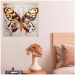 Les Tr&eacute;sors De Lily [L7712] - Toile peinte 'Papillon' marron dor&eacute; (50x50 cm)