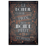 Les Tr&eacute;sors De Lily [P2969] - Toile ardoise 'Citations' noir ('Le Bonheur n'a pas de prix- tout le monde peut se l'offrir') - 60x40 cm