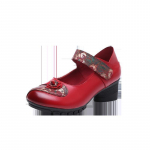 &bdquo;Johnature Retro Pumps&ldquo; moteri&scaron;ki batai Natūralios odos 2021 m. nauji &bdquo;Hok & Loop&ldquo; rankų darbo, glausti moteri&scaron;ki batai 41 raudona