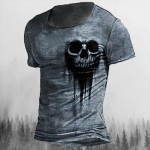 Vyri&scaron;ki mar&scaron;kinėliai Vasaros 3D vintažiniai siaubo kaukolės vir&scaron;utiniai hip-hopo roko gatvės drabužiai O formos i&scaron;kirpte trumpomis rankovėmis mar&scaron;kinėliai, dideli mar&scaron;kinėliai Vyri&scaron;ki drabužiai M