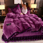 Keturių dalių žiemos patalynės komplektas Auk&scaron;tos kokybės sutir&scaron;tinta flanelė twin 4pcs