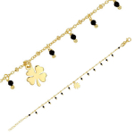 Les Tr&eacute;sors De Lily [R4980] - Bracelet Argent artisanal 'Cl&eacute;opatra' noir dor&eacute; - 8 mm (tr&egrave;fle)