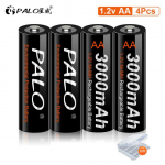PALO 1,2 V 2a AA įkraunama baterija AA NiMH 1,2 V 3000 mAh nuotolinio valdymo žaislo fotoaparato baterija juoda