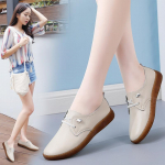 Natūralios odos avalynė, moteri&scaron;ka, 2023 m. pavasaris, naujas mink&scaron;tas padas, maži balti batai, neslystantys motininiai laisvalaikio maži odiniai batai 40