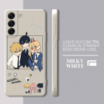 Silikoninis telefono dėklas, skirtas Samsung Galaxy S22 S21 5g S10e S23 Ultra S20 Fe S10 S9 Plus S8 Square Liquid Cover Anime grandininis pjūklas Samsung S20 5G