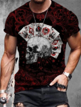 Nauji vasaros vyri&scaron;ki mados mar&scaron;kinėliai Personality Poker Skull Printed Vyri&scaron;ki mar&scaron;kinėlių vir&scaron;us XS juoda