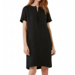 Moteri&scaron;ka madinga medvilninė lininė suknelė laisvomis trumpomis rankovėmis XXXL juoda