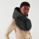 Žieminės itin lengvos skrybėlės su gobtuvu moterims, &scaron;iltos žiedinės skarelės, skarelės, skara, užtrauktukas, užtrauktukas, paltas, &scaron;alikas, trumpas vir&scaron;us S/M juoda