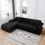 Elastingi vienspalviai balti sofos užvalkalai, skirti svetainės kampiniam sofos užvalkalui L formos Chaise Longue kėdžių užvalkalai 1/2/3/4 vietų 1pc 1-Seat 90-140cm juoda