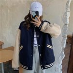 Harajuku Fashion Varsity Striukė Moteri&scaron;ka Negabaritinė Bomber Striukė Y2k Streetwear beisbolo paltas Vintage koledžo uniforma S rožinė