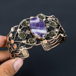 Sage Ametisto Brangakmenis Gryno Vario Viela Apvyniotas Rankų Darbo Apyrankė/Bangle Papuo&scaron;alas Adjustable violetinė