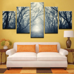 5 dalių siena Meno drobė Dažai Mi&scaron;ko takas Ryto rūkas kra&scaron;tovaizdžio paveikslai Medžiai Plakatas namams Svetainės apdailai Be rėmelio 20x35cm*2 20x45cm*2 20x55cm*1