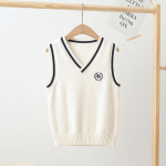 Vaiki&scaron;kos megztos liemenės rudeninės ir žieminės medvilnės liemenės berniukams ir mergaitėms 110cm balta