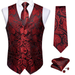 Klasikinis liemenių kaklarai&scaron;tis Paisley &scaron;ilko austa retro liemenė Bowtie Hanky ​​rankogalių sąsagų rinkinys 3XL