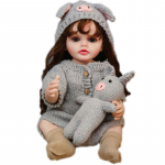 Realisti&scaron;ki Reborn Baby Girl žaislai 55 cm Silikono viso kūno Bebe Rebirth mažylio lėlė su įsi&scaron;aknijusiais garbanotais plaukais Pilka megzta &scaron;liaužtinukai kūdikių lėlės vaikams