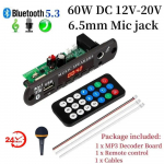 DC 12V 20V Bluetooth 5.3 MP3 dekoderio plok&scaron;tė laisvų rankų įranga automobilinis garso mikrofonas laikrodis ekranas USB TF FM radijas Mp3 muzikos grotuvas garsiakalbis su nuotolinio valdymo pultu