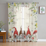 Grybų Gnomai Augalai Gėlės Skaidrios Voilės Langų Užuolaidos Tiulio Užuolaidos Svetainei Balkono Dekoravimas Užuolaidos 135W x 114H(cm)
