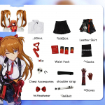 Asuka Cosplay Kostiumas Neoninis Impact 3 rd Langley Soryu Langley Shikinami Genesis Pilnas Rinkinys Eva Helovinas L-(Costume+Wig)