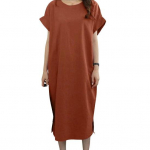 Moteri&scaron;ka vasarinė suknelė trumpomis rankovėmis O kaklu, laisva, tiesi, &scaron;oninė, mink&scaron;ta, kvėpuojanti plius dydis, laisvalaikio vidutinio dydžio suknelė kelionėms iki blauzdos 2XL