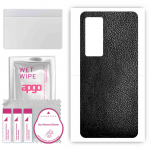 apgo Protective Skin Sticker for the back compatible with Vivo X60t, Wrap Film, Foil, Vinyl - Pattern Black Leather