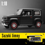 1/18 mastelio &bdquo;Suzuki Jimny&ldquo; lydinio automobilio modelis, liejamas metalinis žaislas, visureigis, automobilių modelio dovanos su garsu ir &scaron;viesa 1/18-Size:20*9.5*9.2cm juoda
