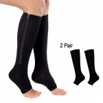 2PC Unisex kompresinės kojinės, užtrauktuku i&scaron;temptos kojos atramos atviros kojos M juoda